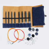 Juego de agujas intercambiables en estuche de tela (KnitPro Indigo Denim Special Collectors)