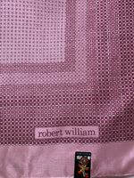 Pañuelo seda pura años 70 color rosa, blanco y berenjena ROBERT WILLIAM