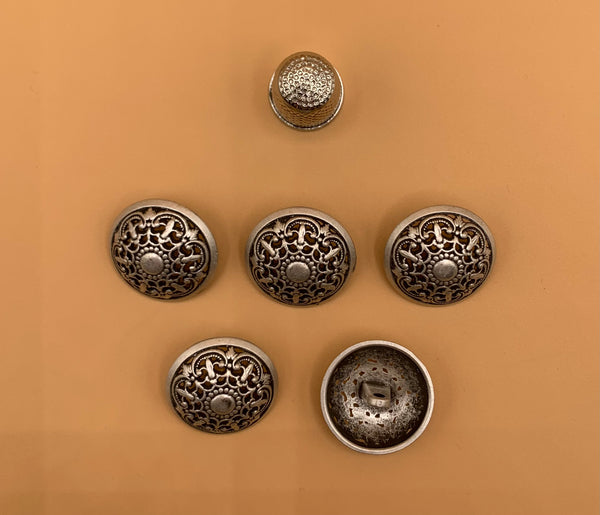 Pack 5 botones vintage de metal color plata