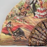 Abanico pasta color carey con filigranas en oro típico escenas Andalucía