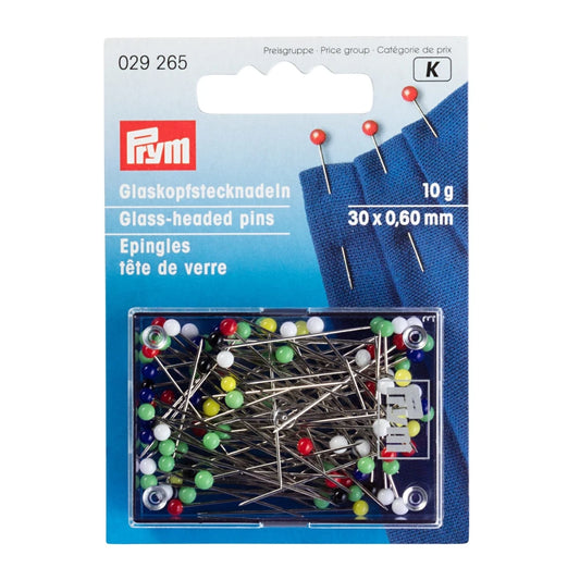 Alfileres con cabeza de vidrio 0,60x30mm, 10gr PRYM