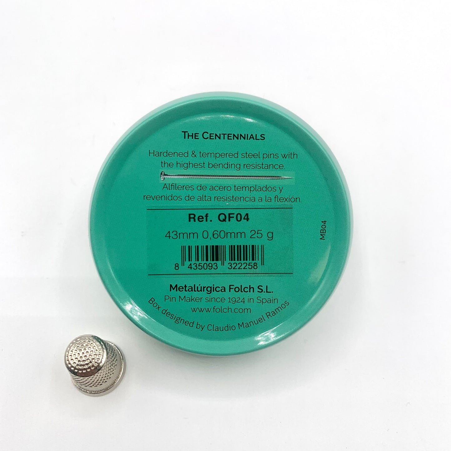 Caja metálica de alfileres FOLCH "Centennial Pins" - 43x0,60mm
