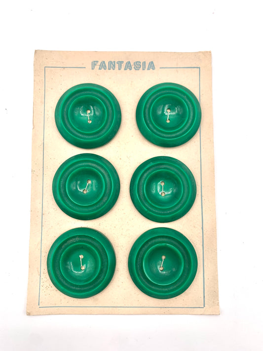 Cartón 6 botones vintage años 40 color verde FANTASIA