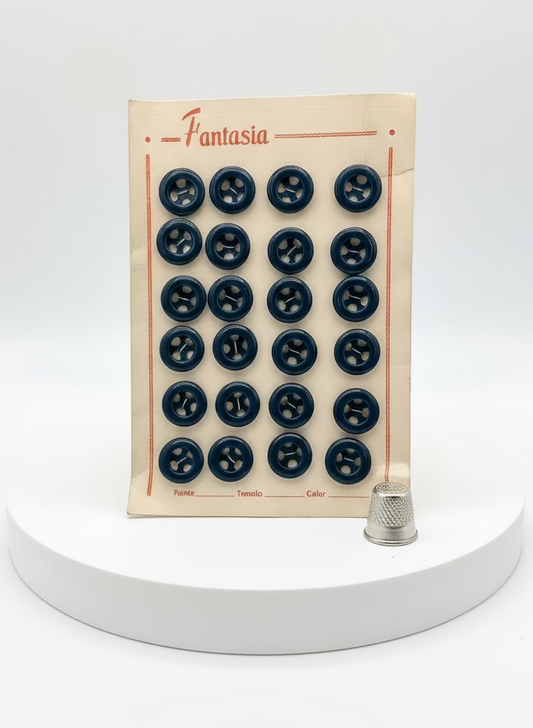 Cartón de 24 botones Fantasia color azul marino