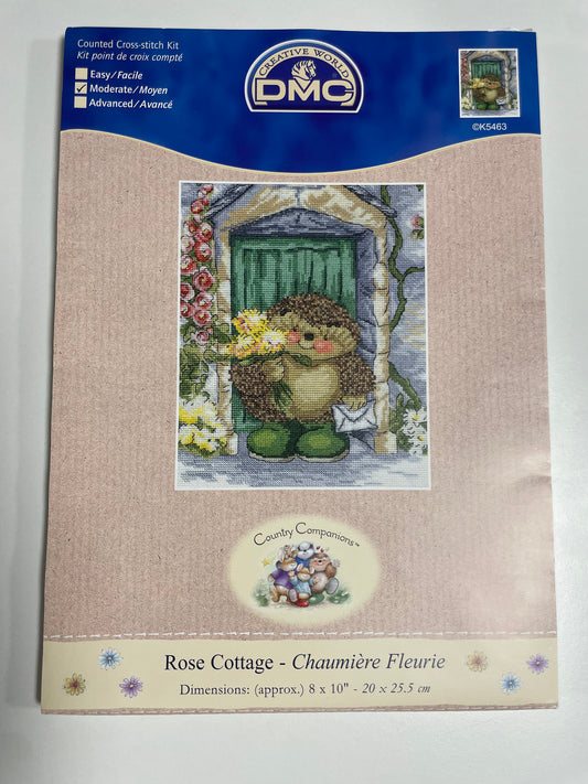 Kit de punto de cruz DMC - 20x25,5cm - "Erizo con flores" - hilos incluidos