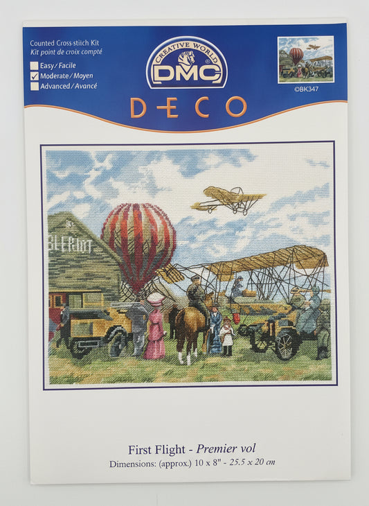 Kit de Punto de cruz DMC - 25,5x20cm - "Primer vuelo" - hilos incluidos