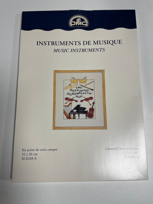 Kit de punto de cruz DMC - 32x26cm - "Instrumentos de música" - hilos incluidos