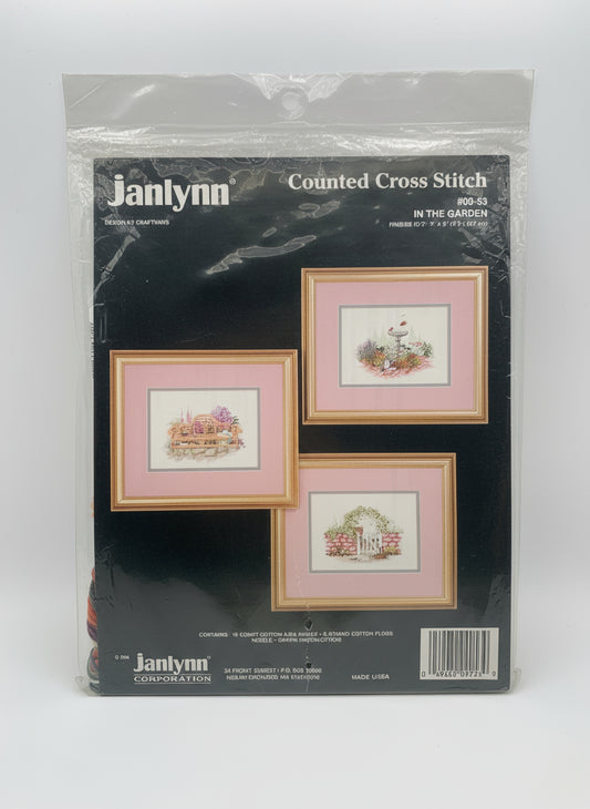 Kit de Punto de cruz Janlynn - 17,8x12,7cm - "En el jardín" - hilos incluidos