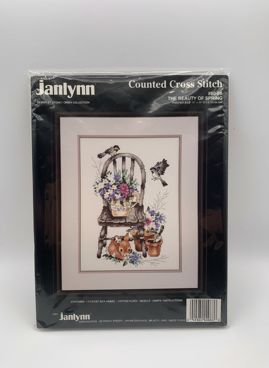 Kit de Punto de cruz Janlynn - 27,9x35,6cm - "La belleza de la primavera" - hilos incluidos