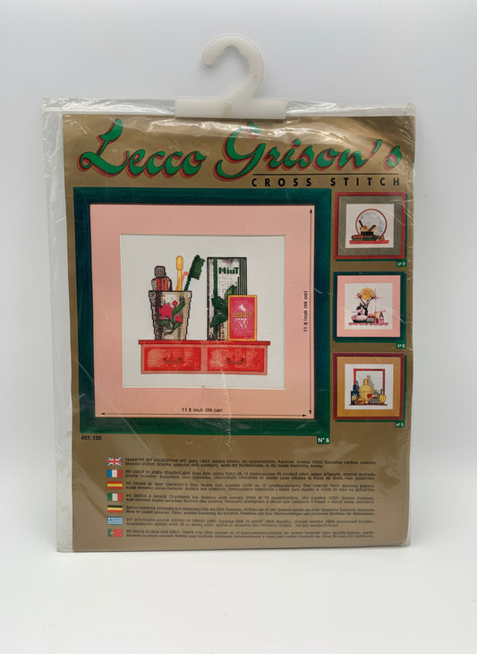 Kit de Punto de cruz Lecco Grison's - 30x30cm - "Cuarto de baño" - hilos incluidos