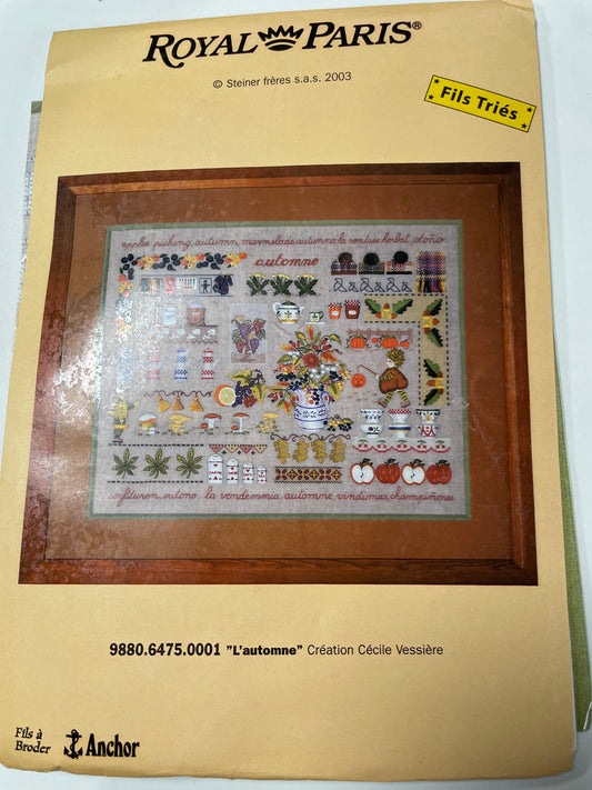 Kit de punto de cruz Royal Paris - 37x45,5cm - "L'automme" - hilos incluidos