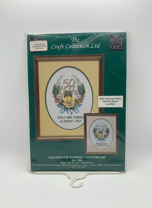 Kit de Punto de cruz The craft collection - 26x33cm - "Gold/Silver wedding anniversary" - hilos incluidos