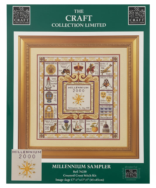 Kit de Punto de cruz The craft collection limited - 45x45cm - "Milennium sampler" - hilos incluidos