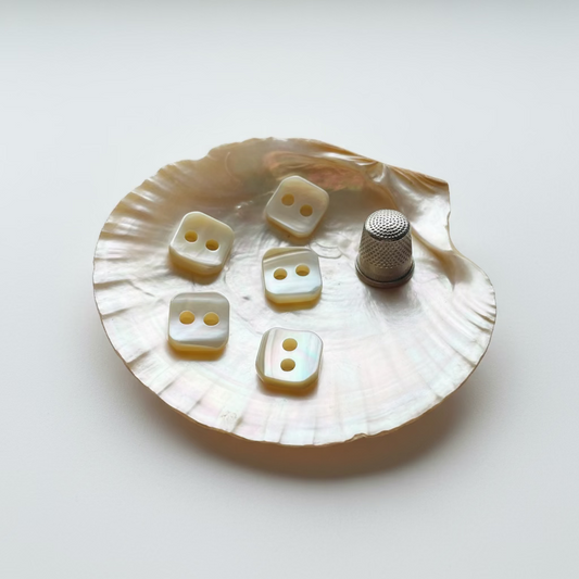 Pack 6 botones grandes nácar años 40 color blanco nácar