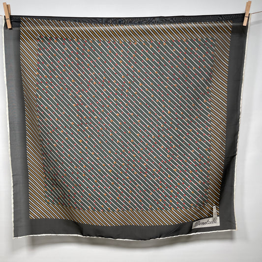 Pañuelo vintage italiano años 70 color negro y verde DONATZELLI