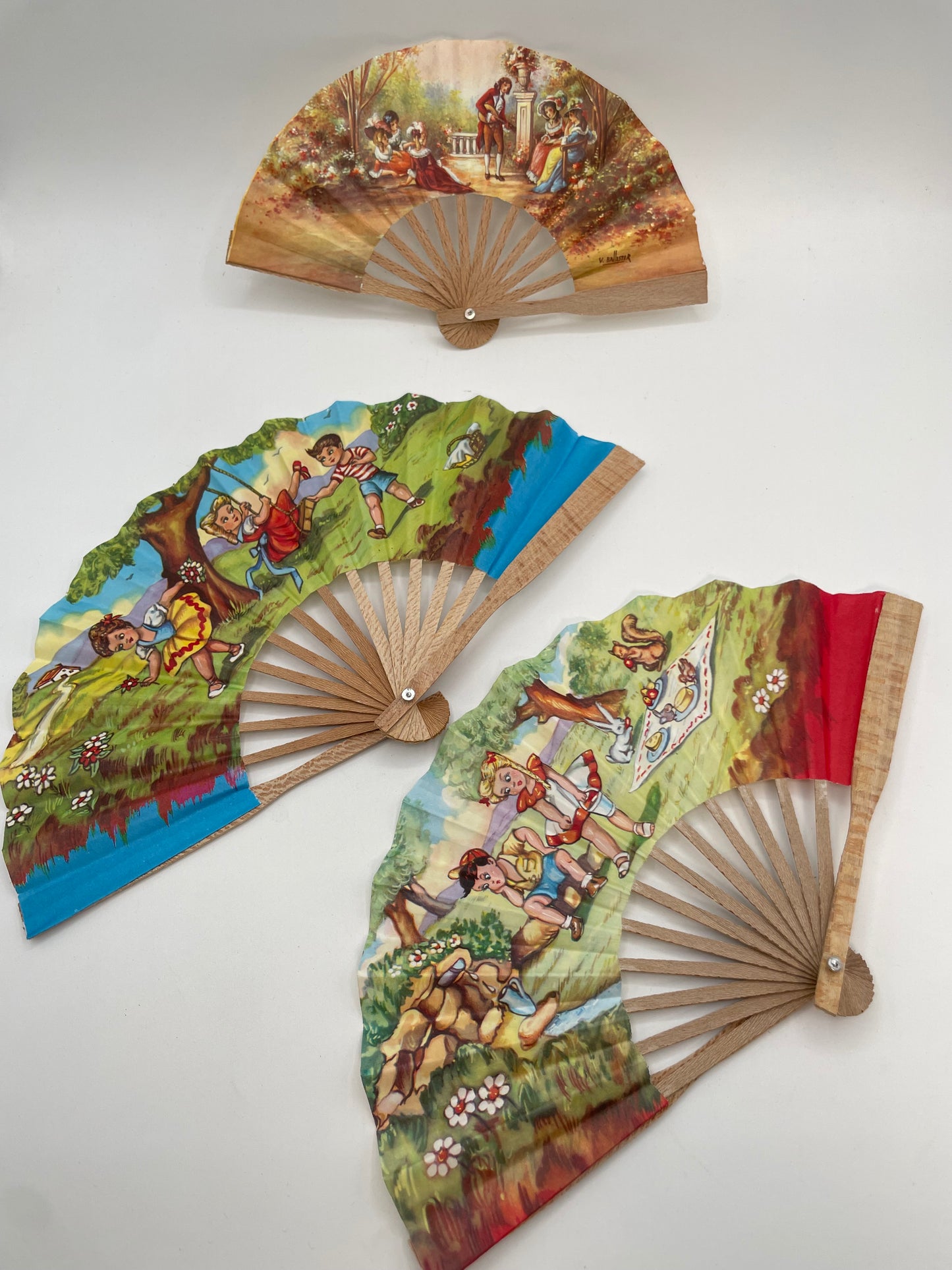 OFERTA 35% - Pack 3 abanicos vintage infantiles