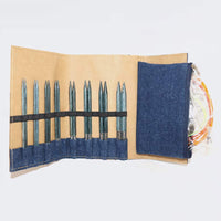 Juego de agujas intercambiables en estuche de tela (KnitPro Indigo Denim Special Collectors)