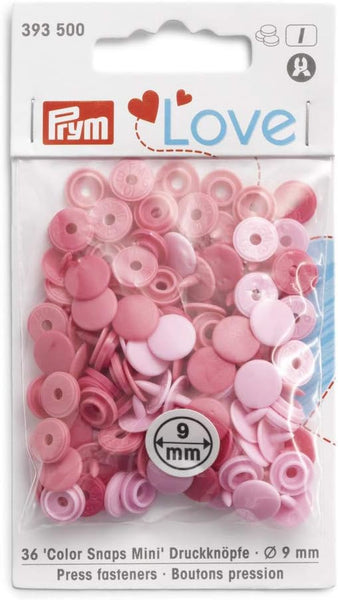Botones de presión rosa/fucsia 9mm PRYM Love