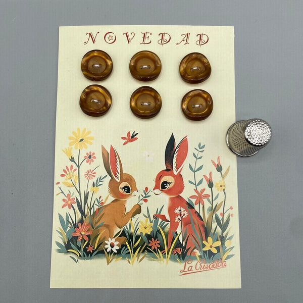 Cartón con 6 botones de pasta años 50 color camel