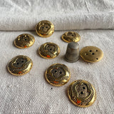 Pack 8 botones vintage de pasta color oro