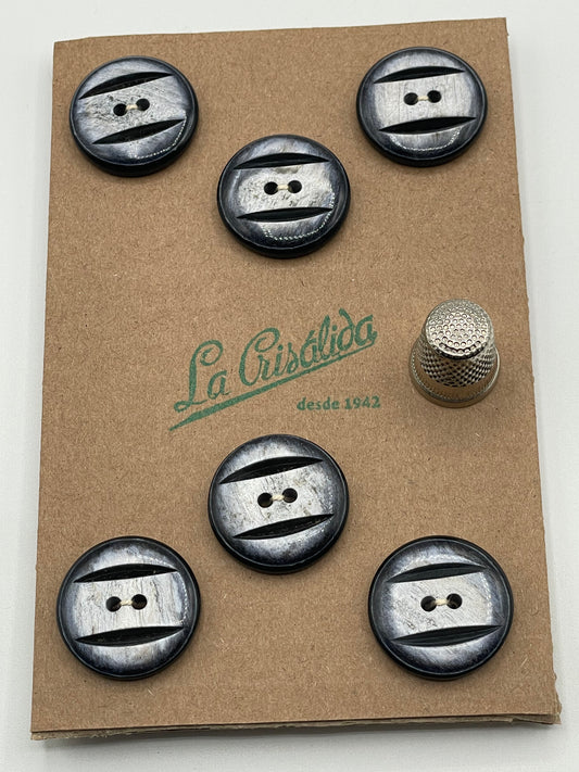 6 botones vintage de pasta color gris nacarado