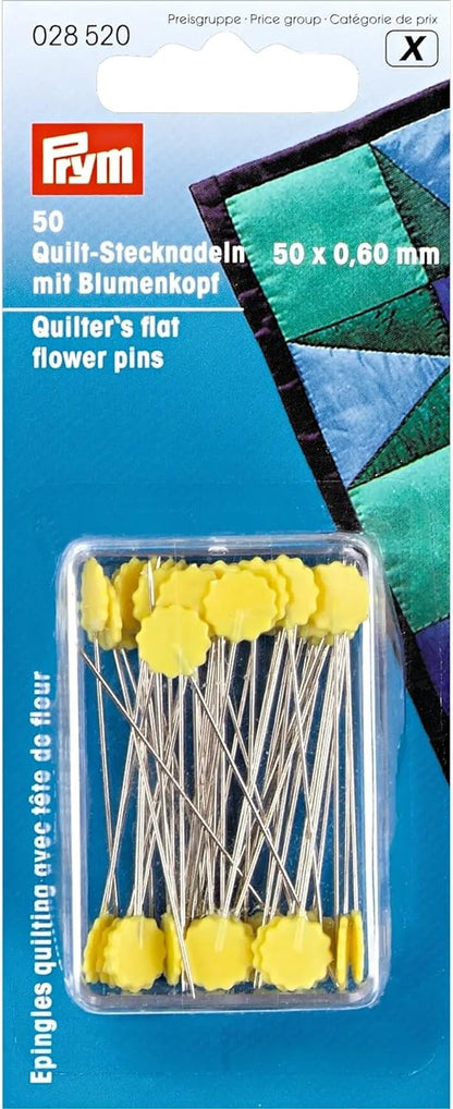 Alfileres de cabeza con forma de flor color amarillo PRYM