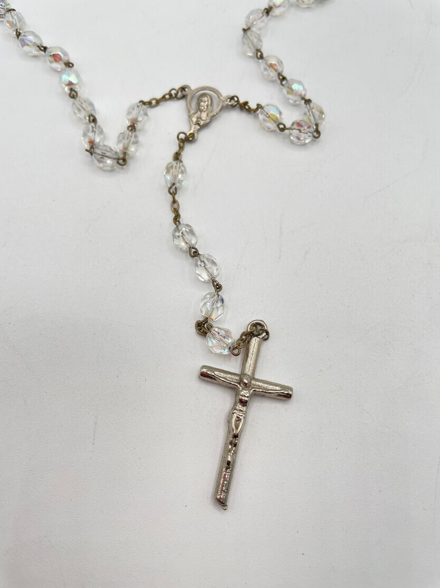 Rosario vintage con cuentas transparentes
