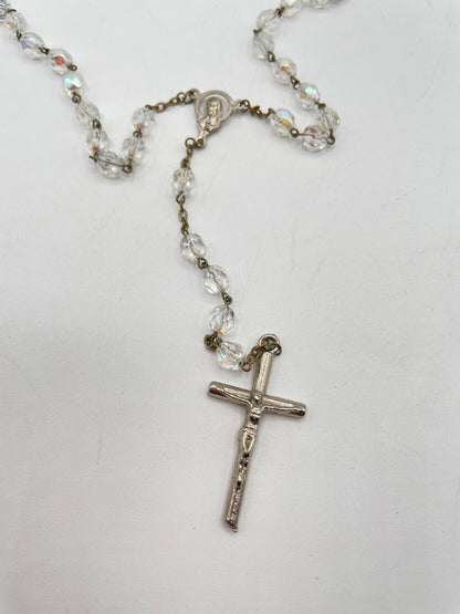 Rosario vintage con cuentas transparentes
