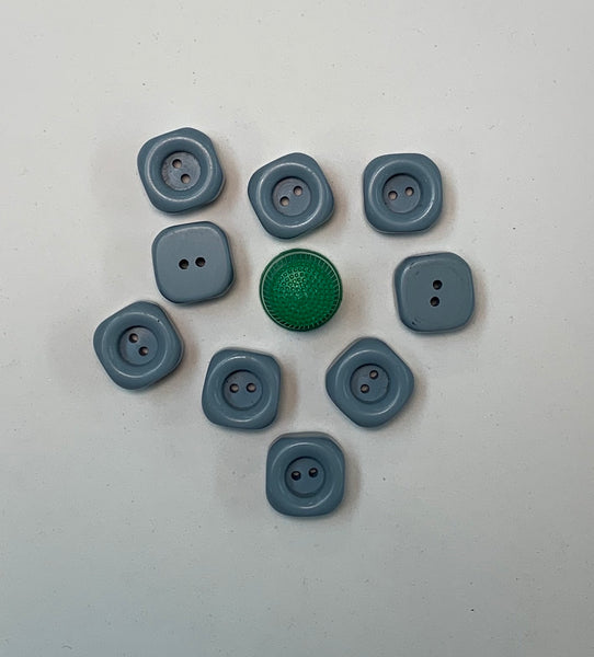 Pack 9 botones vintage color azul-grisáceo