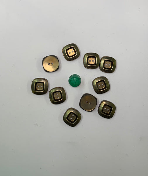 Pack 10 botones vintage color oro viejo