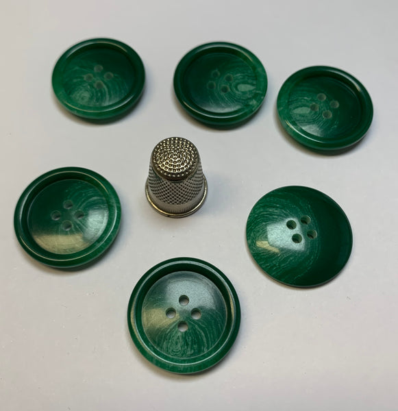 Pack 6 botones vintage color verde con reflejos blancos