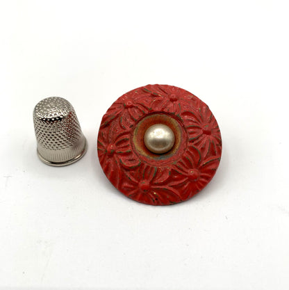 Broche vintage de metal color salmón/rojizo