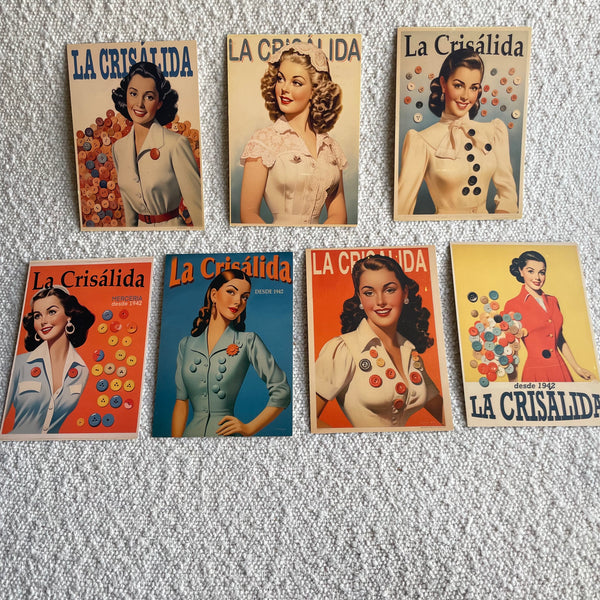 Pack de 7 postales mercería La Crisálida