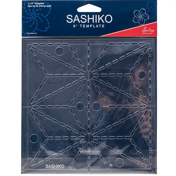Plantilla Sashiko - Hoja de Cáñamo-Asa No Ha - 6x6"