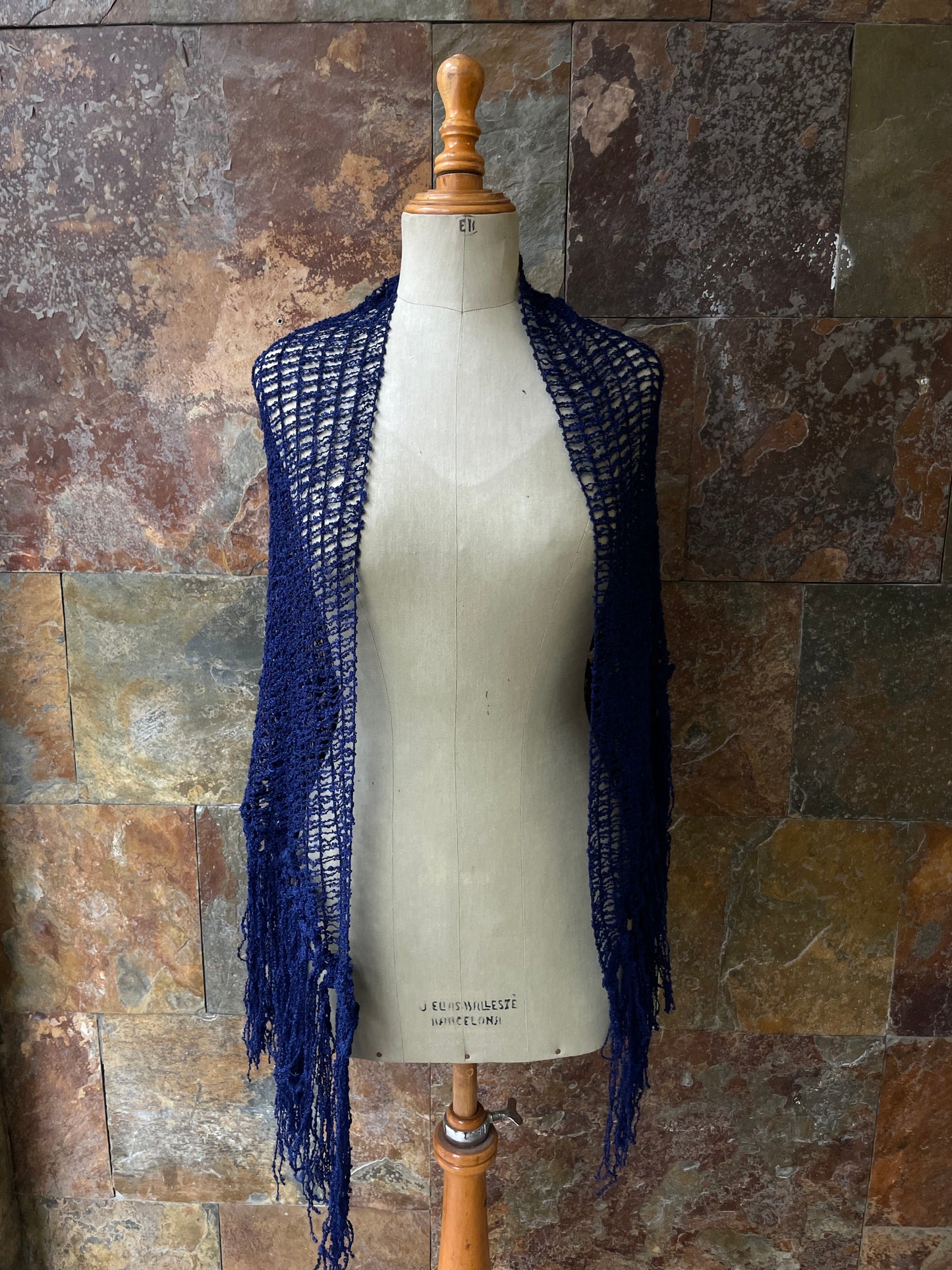 Echarpe vintage en color azul marino GUTLAN