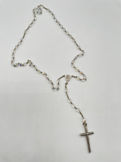 Rosario vintage con cuentas transparentes