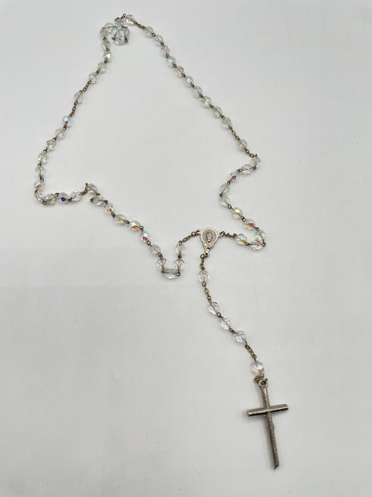Rosario vintage con cuentas transparentes