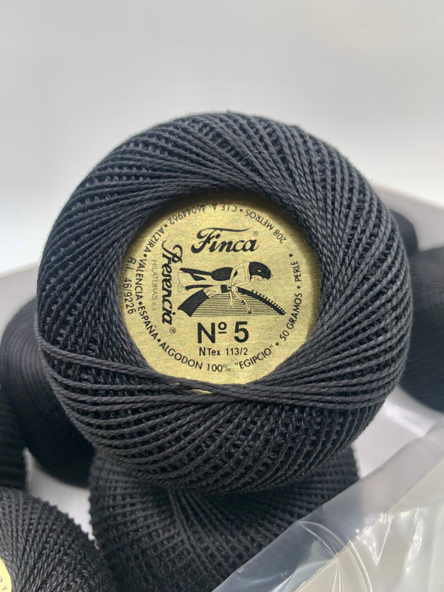 Perlé FINCA Nº 5 (NEGRO) - 100% Puro Algodón Egipcio Mercerizado