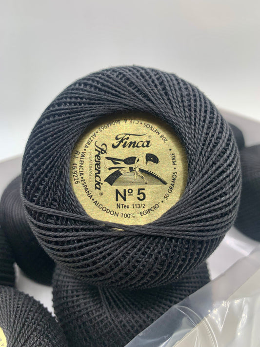 Perlé FINCA Nº 5 (NEGRO) - 100% Puro Algodón Egipcio Mercerizado
