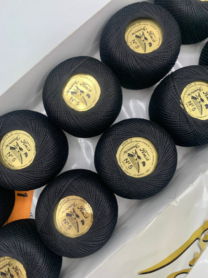 Perlé FINCA Nº 5 (NEGRO) - 100% Puro Algodón Egipcio Mercerizado