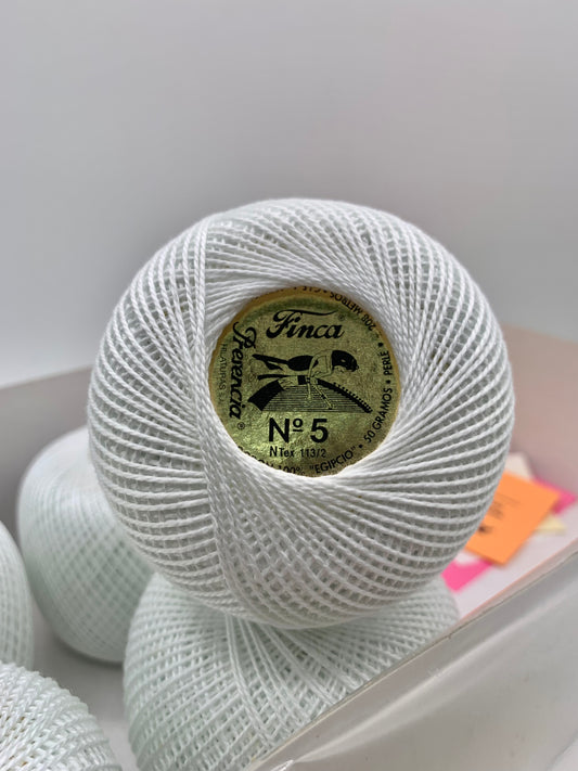 Perlé FINCA Nº 5 (BLANCO) - 100% Puro Algodón Egipcio Mercerizado