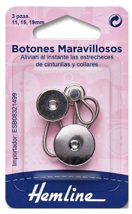 Botones "maravillosos" 11, 15, 19mm HEMLINE