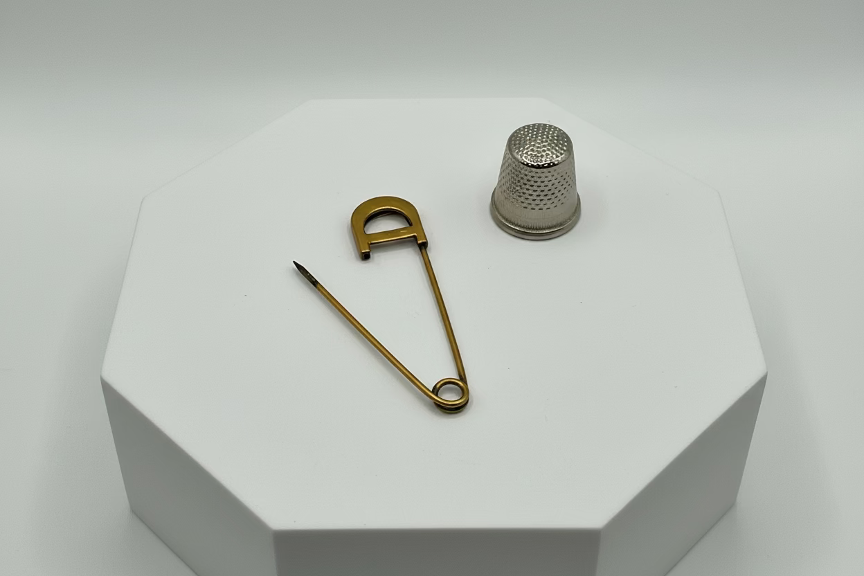 Broche tipo imperdible fantasía cabeza en forma de "D"