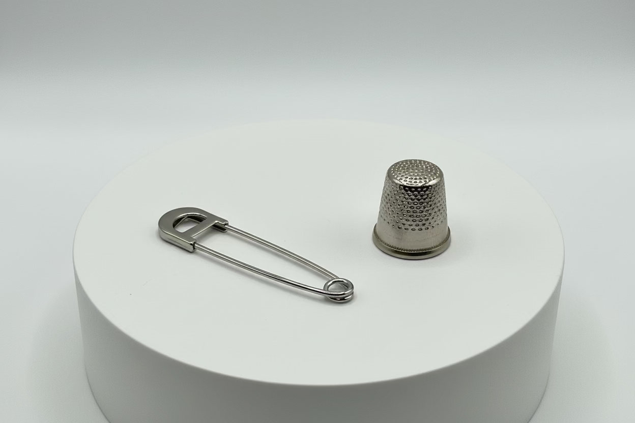Broche tipo imperdible fantasía cabeza en forma de "D"