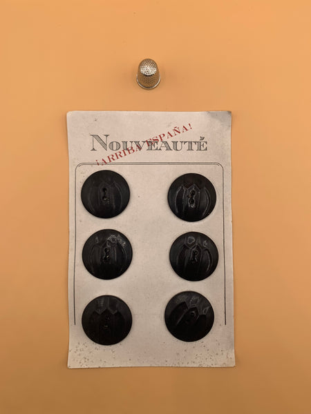 ¡Cartón de 6 botones antiguos color negro