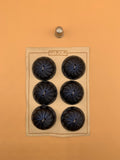 Cartón 6 botones vintage de pasta, extra grandes, años 50 color azul. Marca Hisla