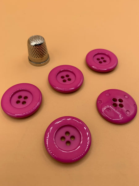 Pack 5 botones vintage de metal color fucsia