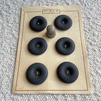 Cartón de botones antiguos color negro