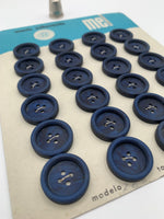 Cartón 24 botones vintage de pasta color marino