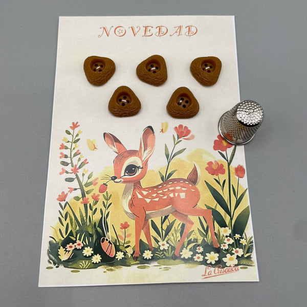 Cartón con 5 botones de pasta años 50 color camel